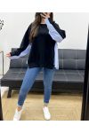 MAGLIA OVERSIZE BI-MATERIALE PE1144 NERO