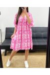 SUKIENKA OVERSIZE PE1177 FUSHIA PRINT