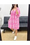 SUKIENKA OVERSIZE PE1177 FUSHIA PRINT