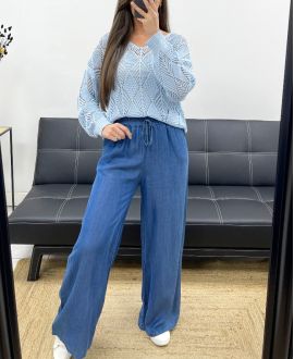 PE0458 CROCHET SWEATER SKY BLUE