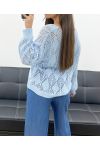 PE0458 HÄKELPULLOVER HIMMELBLAU
