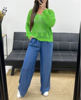 PE0458 MAGLIONE ALL'UNCINETTO VERDE LIME
