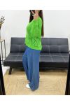 PE0458 MAGLIONE ALL'UNCINETTO VERDE LIME