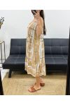 OVERSIZED PRINTED VISCOSE DRESS PE1038 BEIGE