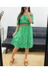 BAUMWOLLE BRODERIE ANGLAISE KLEID PE1122 GRÜN