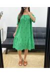BAUMWOLLE BRODERIE ANGLAISE KLEID PE1122 GRÜN