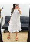 KLEID AUS BAUMWOLLE MIT ÖSEN PE1122 WEISS