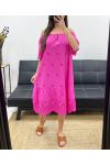 BAUMWOLLE BRODERIE ANGLAISE KLEID PE1122 FUSHIA