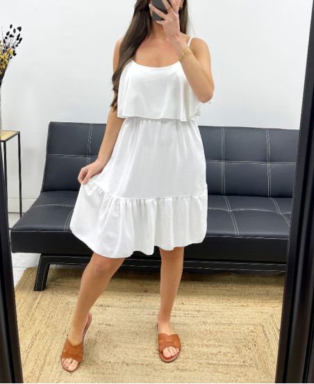 RUFFLE DRESS PE1191 WHITE