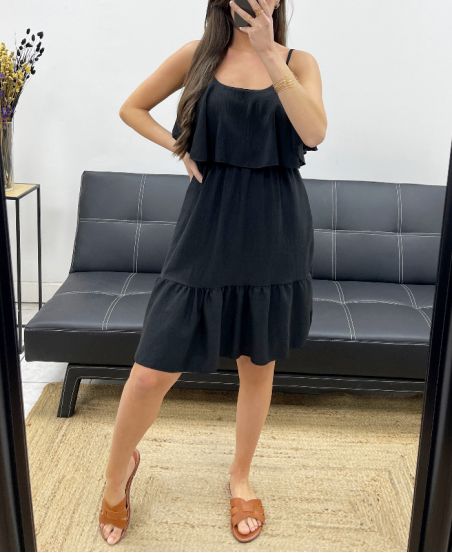 RUFFLE DRESS PE1191 BLACK