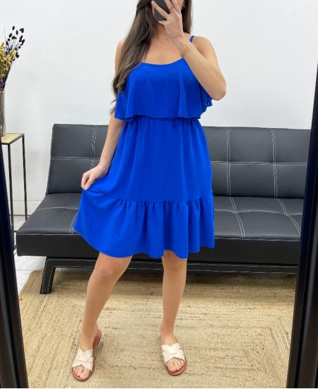 ROBE A VOLANTS PE1191 BLEU ROYAL