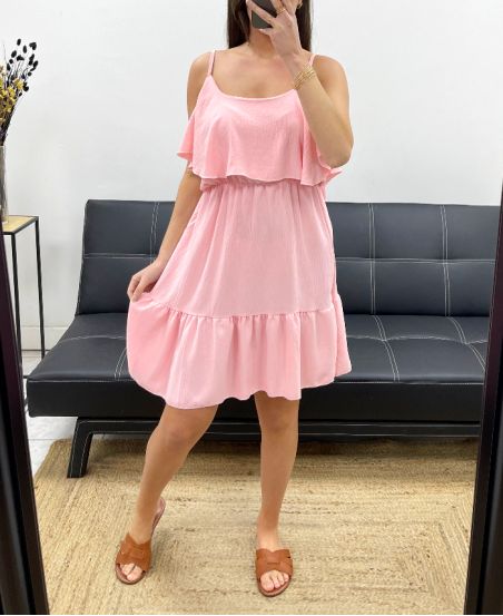 PINK PE1191 RUFFLE DRESS