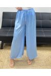 PALAZZO SATIN SATIN TROUSERS WITH A SATIN EFFECT PE1293 SKY BLUE