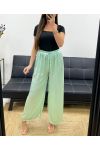 PANTALONE PALAZZO RASO EFFETTO RASO PE1293 VERDE PASTELLO