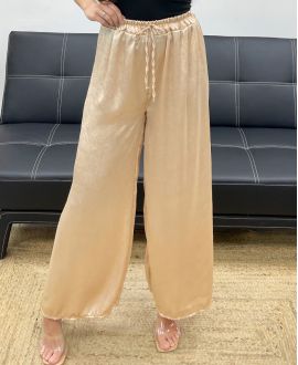 PANTALONE PALAZZO IN RASO EFFETTO RASO PE1293 BEIGE