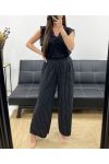 PANTALONE A RIGHE GAMBA LARGA PE1289 NERO