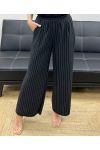 PANTALONE A RIGHE GAMBA LARGA PE1289 NERO