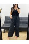PANTALONE A RIGHE GAMBA LARGA PE1289 NERO