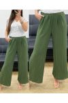 PANTALONE A RIGHE GAMBA LARGA PE1289 KHAKI