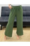 PANTALONE A RIGHE GAMBA LARGA PE1289 KHAKI