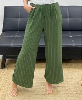 GESTREIFTE HOSE MIT WEITEM BEIN PE1289 KHAKI