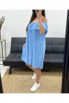 ROBE ENCOLURE ELASTIQUEE PE767 BLEU CIEL