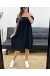 ABITO CON SCOLLO ELASTICIZZATO PE767 NERO