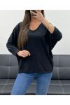T-SHIRT OVERSIZE IN COTONE CON SCOLLO A V PE0782 NERA