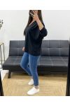 T-SHIRT OVERSIZE IN COTONE CON SCOLLO A V PE0782 NERA