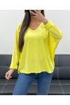 T-SHIRT OVERSIZE COL V COTON PE0782 JAUNE