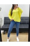 CAMISETA OVERSIZE DE ALGODÓN CON CUELLO EN V PE0782 AMARILLO