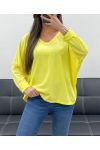 CAMISETA OVERSIZE DE ALGODÓN CON CUELLO EN V PE0782 AMARILLO