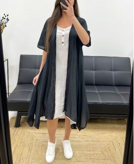 KLEID + WESTE BAUMWOLLE GAZE SET PE1029 SCHWARZ