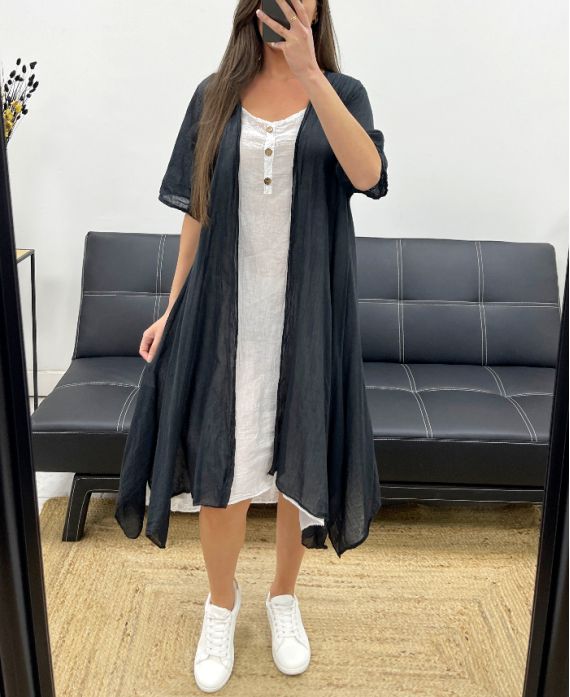 ENSEMBLE ROBE + GILET GAZE DE COTON PE1029 NOIR