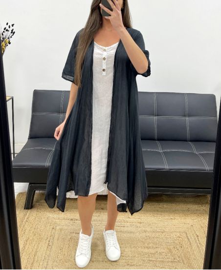 KLEID + WESTE BAUMWOLLE GAZE SET PE1029 SCHWARZ