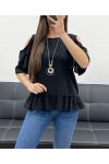 TOP HOMBROS ABIERTOS + COLLAR GRATIS PE982 NEGRO