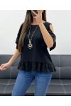 TOP HOMBROS ABIERTOS + COLLAR GRATIS PE982 NEGRO