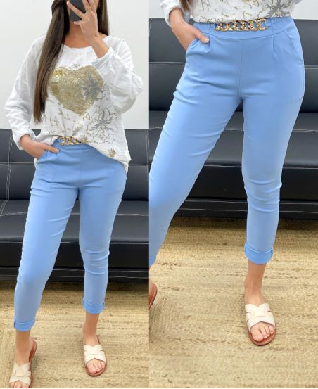 PACK 4 CHAIN TROUSERS S-M-L-XL PE131 SKY BLUE