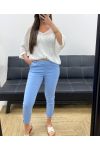 PACK 4 PANTALONS CHAINE S-M-L-XL PE131 BLEU CIEL