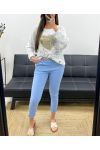 PACK 4 PANTALONS CHAINE S-M-L-XL PE131 BLEU CIEL