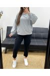 FELPA CON CAPPUCCIO E TASCHE AH250619 GRIGIO