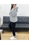 BLUZA Z KIESZENIAMI Z KAPTUREM AH250619 SZARY