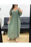 OVERSIZE-MAXIKLEID AUS BAUMWOLLGAZE PE1272 KHAKI