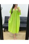 MAXIKLEID AUS BAUMWOLLGAZE PE1272 LIMETTENGRÜN