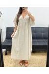 OVERSIZE-MAXIKLEID AUS BAUMWOLLGAZE PE1272 BEIGE