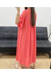 MAXIKLEID AUS BAUMWOLLGAZE PE1272 CORAL