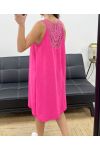 ABITO OVERSIZE RICAMO SCHIENA PE815 FUCSIA