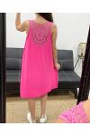 SUKIENKA OVERSIZE Z HAFTEM NA PLECACH PE815 FUSHIA