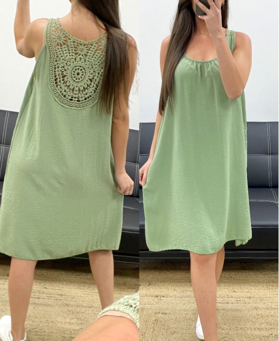 SUKIENKA OVERSIZE Z HAFTEM NA PLECACH PE815 KAKI