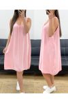 ABITO OVERSIZE RICAMO SCHIENA PE815 ROSA